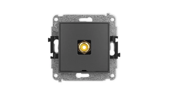 ICON Mechanizm gniazda pojedynczego RCA, bez pola opisowego (typu cinch - żółty, pozłacany) grafitowy mat 28IGRCABO-1