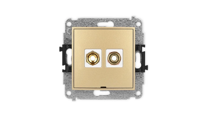 ICON Mechanizm gniazda głośnikowego poj., bez opisu (typu banan - czerwony i czarny, pozłacany, 4 mm2, skręcany) złoty 29IGGBO-4