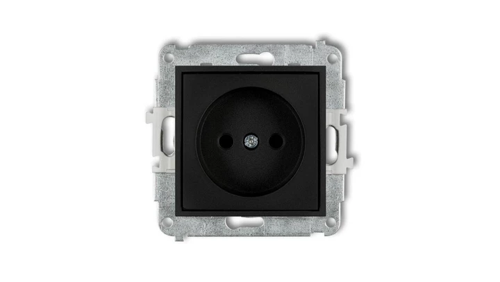 ICON Mechanizm gniazda pojedynczego bez uziemienia 2P (przesłony torów prądowych) czarny mat 12IGP-1p