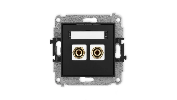 ICON Mechanizm gniazda głośnikowego pojedynczego (banan - czerwony i czarny, pozłacany, 4 mm2, do lutowania) czarny mat 12IGG-3