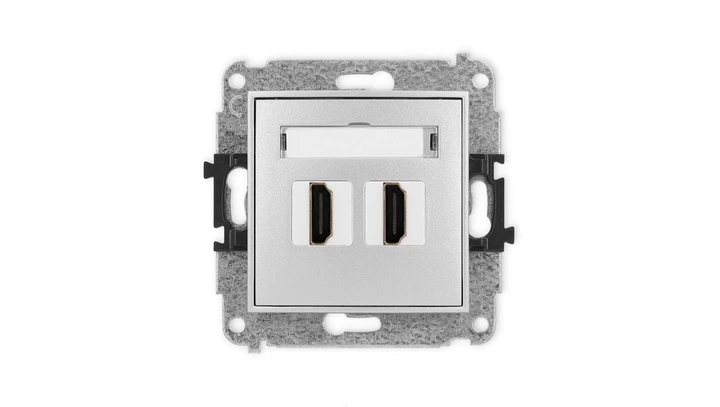 ICON Mechanizm gniazda podwójnego HDMI 2.0 srebrny metalik 7IHDMI-4