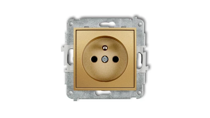 ICON Mechanizm gniazda pojedynczego z uziemieniem 2P+Z (przesłony torów prądowych) złoty 29IGP-1zp