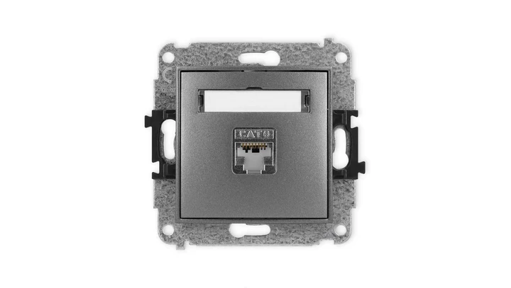 ICON Mechanizm gniazda komputerowego pojedynczego 1xRJ45, kat. 5e, ekranowane, 8-stykowy grafitowy 11IGK-1e
