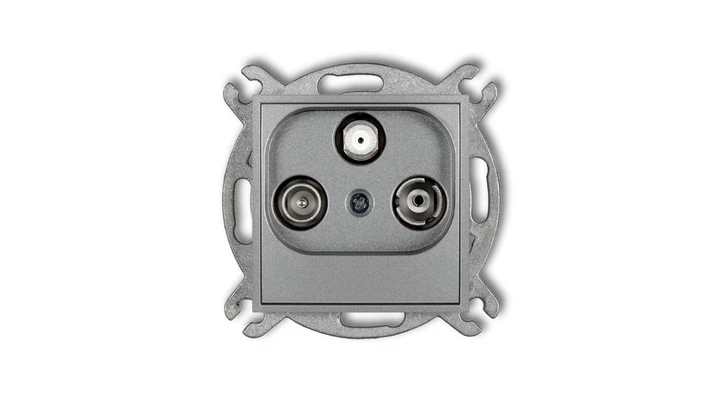ICON Mechanizm gniazda abonenckiego RTV-SAT przelotowego 10dB srebrny metalik 7IGSP