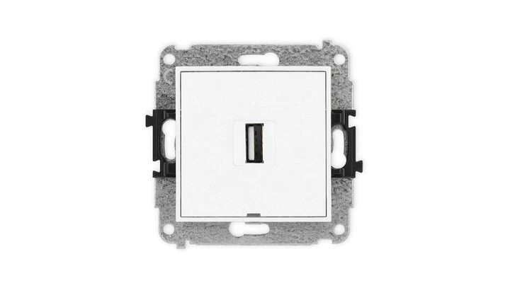 ICON Mechanizm gniazda pojedynczego USB A-A 2.0, bez pola opisowego biały IGUSBBO-1