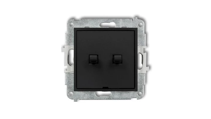 ICON Mechanizm łącznika podwójnego schodowego w stylu amerykańskim (dwa klawisze bez piktogramów) czarny mat 12IWPUS-33.1