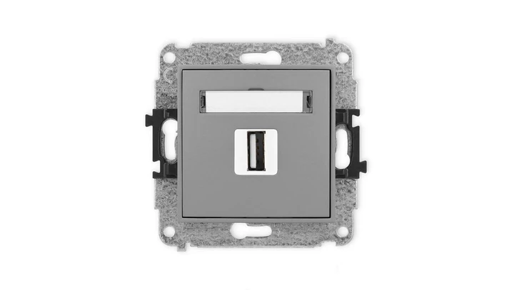 ICON Mechanizm gniazda pojedynczego USB A-A 2.0 szary mat 27IGUSB-1
