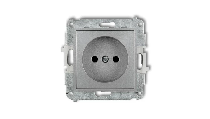 ICON Mechanizm gniazda pojedynczego bez uziemienia 2P (przesłony torów prądowych) srebrny metalik 7IGP-1p