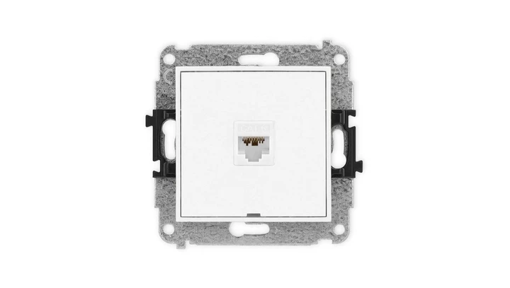 ICON Mechanizm gniazda komputerowego pojedynczego 1xRJ45, kat. 6A, 8-stykowy, bez pola opisowego biały IGKBO-7