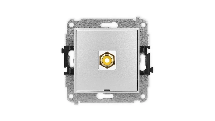 ICON Mechanizm gniazda pojedynczego RCA, bez pola opisowego (typu cinch - żółty, pozłacany) srebrny metalik 7IGRCABO-1