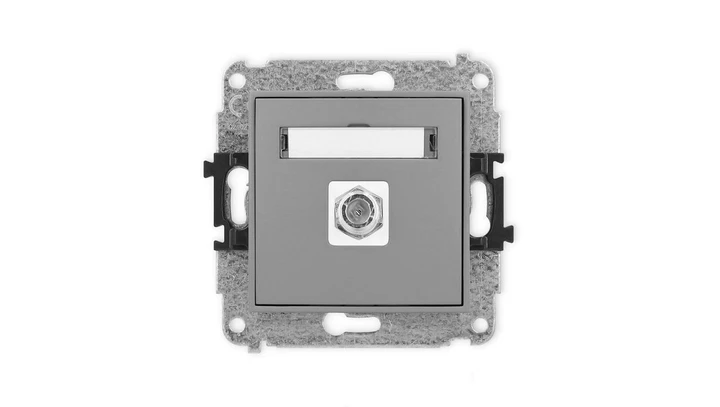 ICON Mechanizm gniazda antenowego pojedynczego typu F (SAT) niklowany szary mat 27IGF-1