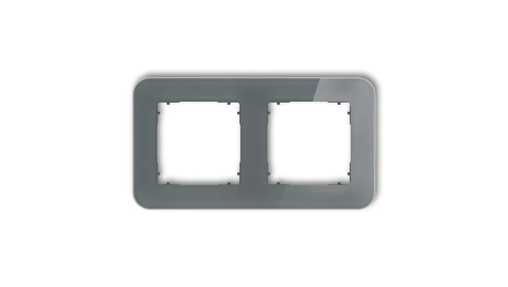 ICON Ramka uniwersalna podwójna zaokrąglona - efekt szkła (ramka: grafitowa spód: grafitowy mat) 28-28-IRSZ-2