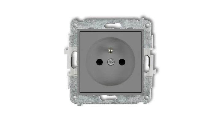 ICON Mechanizm gniazda pojedynczego z uziemieniem 2P+Z (przesłony torów prądowych) szary mat 27IGP-1zp