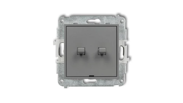 ICON Mechanizm łącznika zwiernego dwubiegunowego styl ameryk. (dwa klawisze bez pikt., osobne zasilanie) szary mat 27IWPUS-44.2