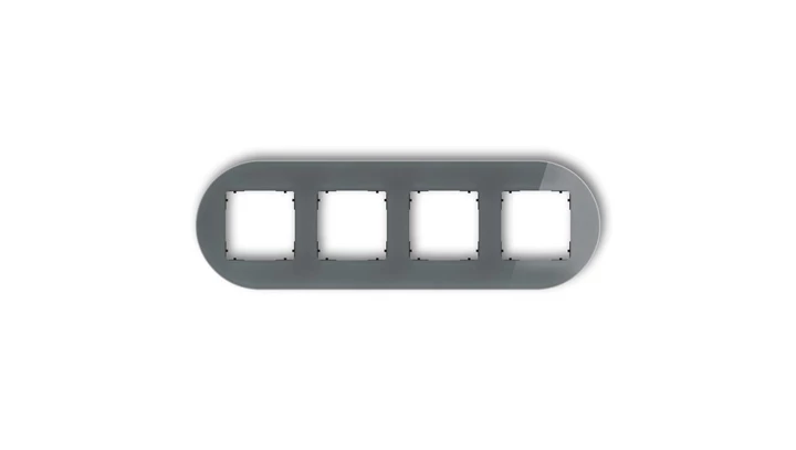 ICON Ramka uniwersalna poczwórna okrągła - efekt szkła (ramka: grafitowa spód: czarny) 28-12-IRSO-4