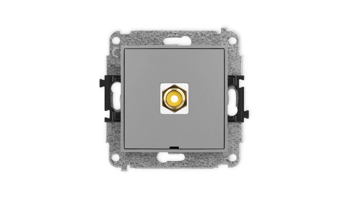 ICON Mechanizm gniazda pojedynczego RCA, bez pola opisowego (typu cinch - żółty, pozłacany) szary mat 27IGRCABO-1