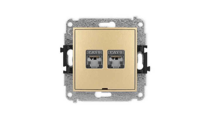 ICON Mechanizm gniazda komputerowego podwójnego 2xRJ45, kat. 6, ekranowane, 8-stykowy, bez pola opisowego złoty 29IGKBO-6