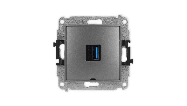 ICON Mechamizm gniazda pojedynczego USB A-A 3.0, bez pola opisowego grafitowy 11IGUSBBO-5