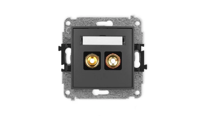 ICON Mechanizm gniazda głośnikowego poj. (typu banan - czerwony i czarny, pozłacany, 4 mm2, skręcany) grafitowy mat 28IGG-4