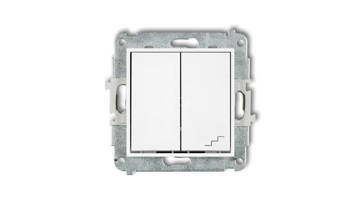 ICON Mechanizm łącznika jednobiegunowego ze schodowym (wspólne zasilanie) biały IWP-10.1