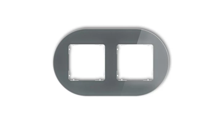ICON Ramka uniwersalna podwójna okrągła - efekt szkła (ramka: grafitowa spód: biały) 28-0-IRSO-2