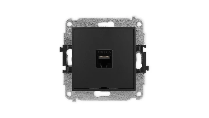 ICON Mechanizm gniazda komputerowego pojedynczego 1xRJ45, kat. 6A, 8-stykowy, bez pola opisowego czarny mat 12IGKBO-7