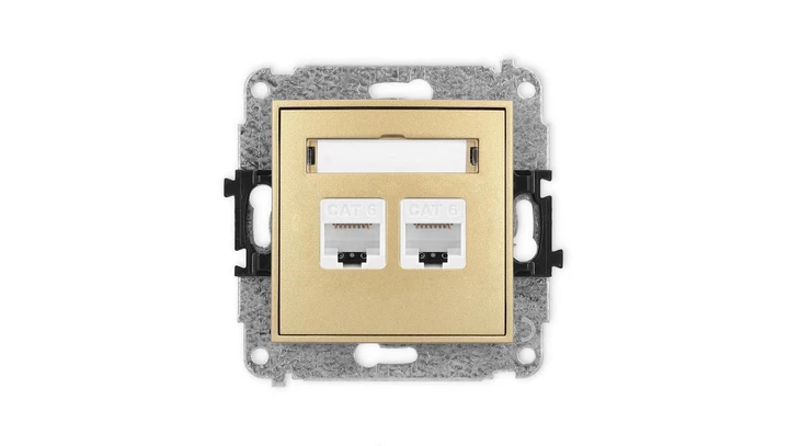 ICON Mechanizm gniazda komputerowego podwójnego 2xRJ45, kat. 6, 8-stykowy złoty 29IGK-4