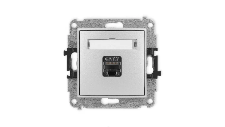 ICON Mechanizm gniazda komputerowego pojedynczego 1xRJ45, kat. 7, ekranowane, 8-stykowy srebrny metalik 7IGK-9