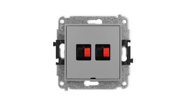 ICON Mechanizm gniazda głośnikowego podwójnego, bez pola opisowego szary mat 27IGGBO-2