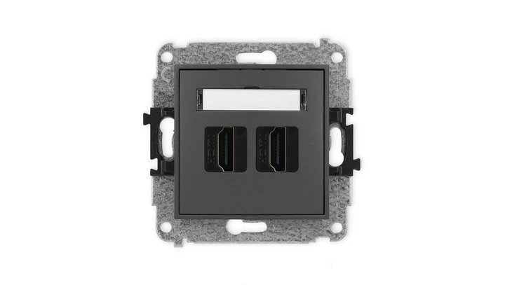 ICON Mechanizm gniazda podwójnego HDMI 2.0 grafitowy mat 28IHDMI-4