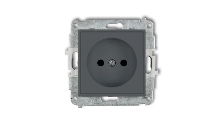 ICON Mechanizm gniazda pojedynczego bez uziemienia 2P (przesłony torów prądowych) grafitowy mat 28IGP-1p