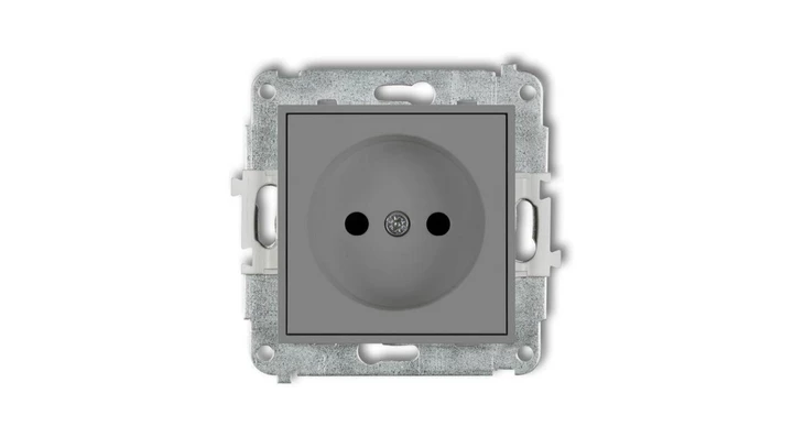 ICON Mechanizm gniazda pojedynczego bez uziemienia 2P (przesłony torów prądowych) szary mat 27IGP-1p