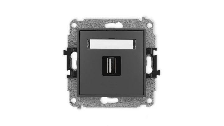 ICON Mechanizm gniazda pojedynczego USB A-A 2.0 grafitowy mat 28IGUSB-1