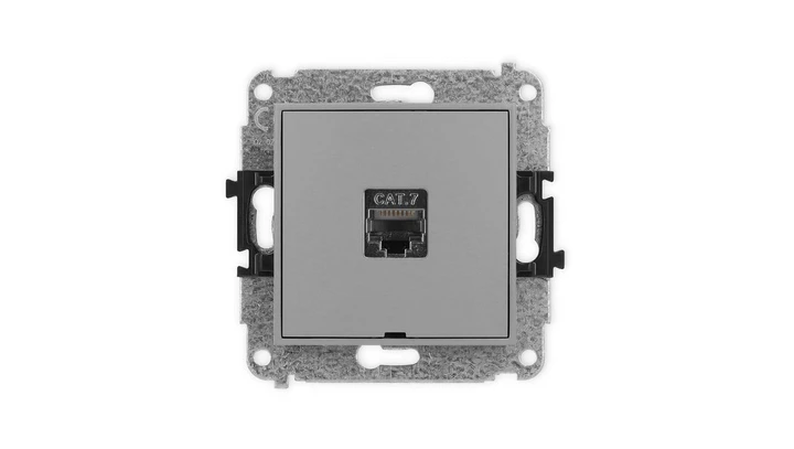 ICON Mechanizm gniazda komputerowego pojedynczego 1xRJ45, kat. 7, ekranowane, 8-stykowy, bez pola opisowego szary mat 27IGKBO-9
