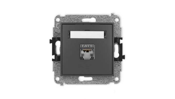 ICON Mechanizm gniazda komputerowego pojedynczego 1xRJ45, kat. 5e, ekranowane, 8-stykowy grafitowy mat 28IGK-1e