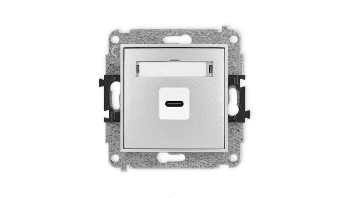 ICON Mechanizm gniazda pojedynczego 1xUSB C-C srebrny metalik 7IGUSB-7