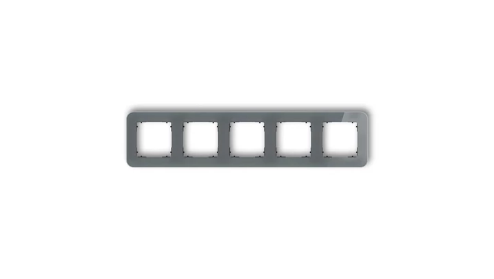 ICON Ramka uniwersalna pięciokrotna zaokrąglona - efekt szkła (ramka: grafitowa spód: czarny) 28-12-IRSZ-5