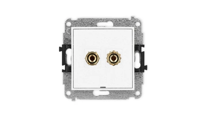 ICON Mechanizm gniazda głośnikowego poj., bez opisu (banan czerwony i czarny, pozłacany, 4 mm2 do lutowania) biały mat 25IGGBO-3