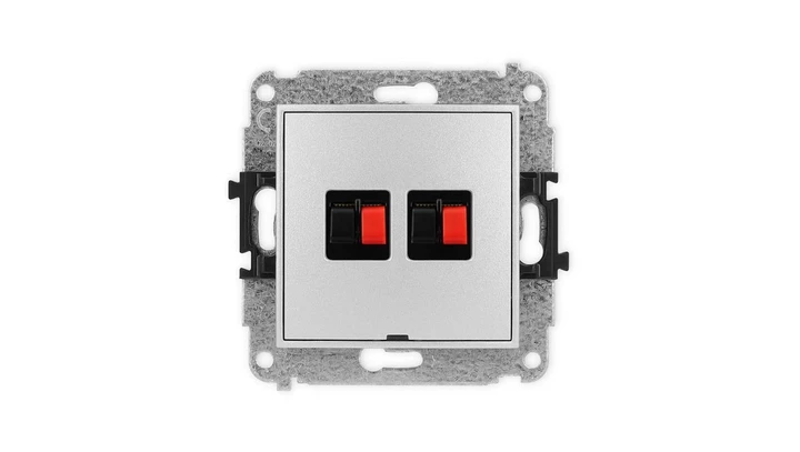 ICON Mechanizm gniazda głośnikowego podwójnego, bez pola opisowego srebrny metalik 7IGGBO-2