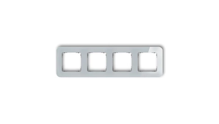 ICON Ramka uniwersalna poczwórna zaokrąglona - efekt szkła (ramka: szara spód: grafitowy mat) 15-28-IRSZ-4