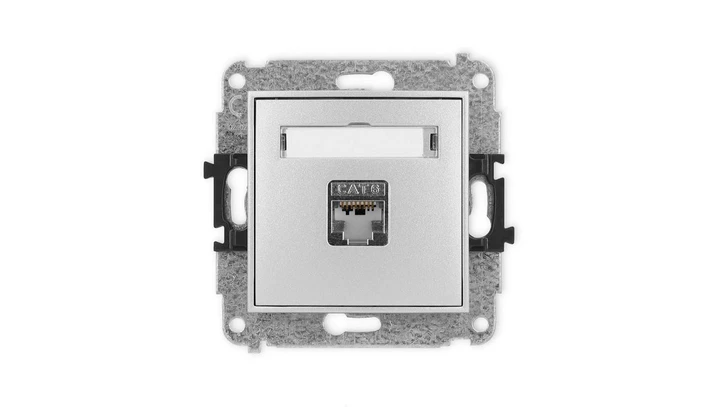 ICON Mechanizm gniazda komputerowego pojedynczego 1xRJ45, kat. 5e, ekranowane, 8-stykowy srebrny metalik 7IGK-1e