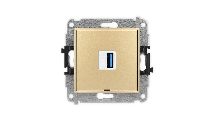 ICON Mechamizm gniazda pojedynczego USB A-A 3.0, bez pola opisowego złoty 29IGUSBBO-5