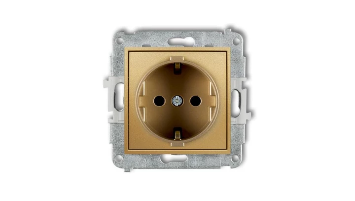 ICON Mechanizm gniazda pojedynczego z uziemieniem SCHUKO 2P+Z (przesłony torów prądowych) złoty 29IGP-1sp