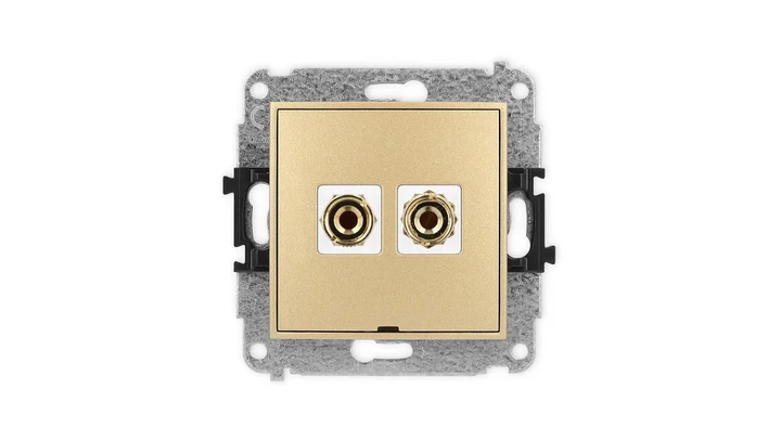 ICON Mechanizm gniazda głośnikowego poj., bez opisu (banan - czerwony i czarny, pozłacany, 4 mm2, do lutowania) złoty 29IGGBO-3
