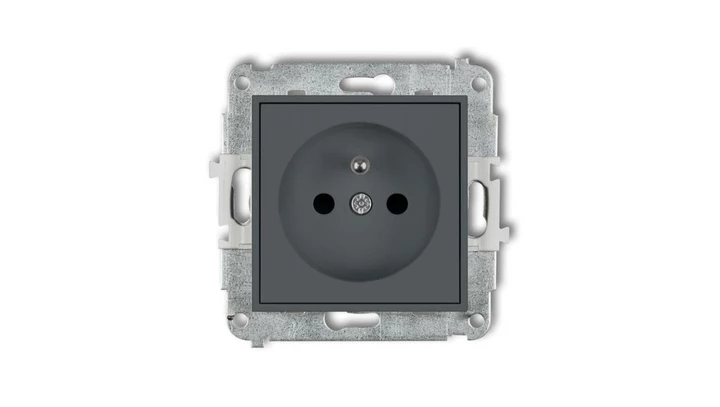 ICON Mechanizm gniazda pojedynczego z uziemieniem 2P+Z (przesłony torów prądowych) grafitowy mat 28IGP-1zp