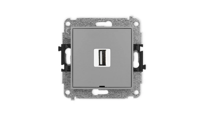 ICON Mechanizm gniazda pojedynczego USB A-A 2.0, bez pola opisowego szary mat 27IGUSBBO-1