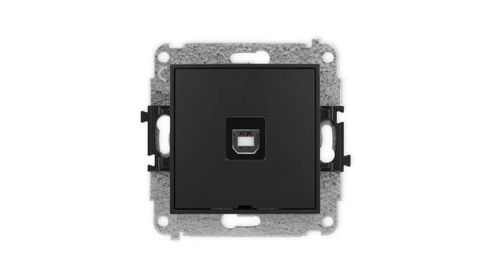 ICON Mechanizm gniazda pojedynczego USB A-B 2.0, bez pola opisowego czarny mat 12IGUSBBO-3