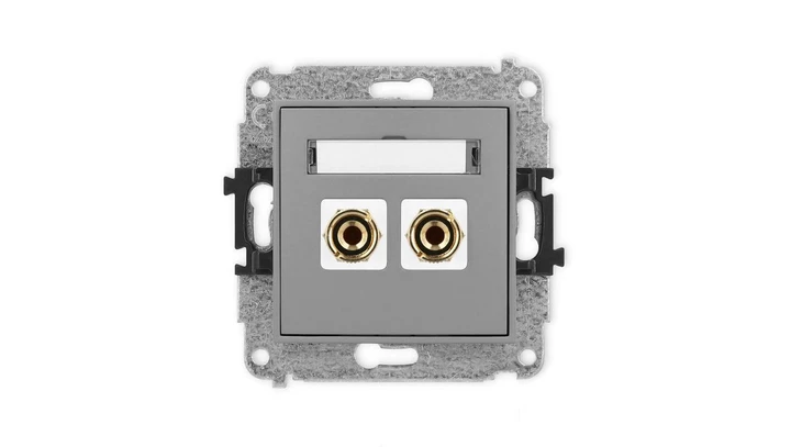 ICON Mechanizm gniazda głośnikowego poj. (typu banan - czerwony i czarny, pozłacany, 4 mm2, do lutowania) szary mat 27IGG-3