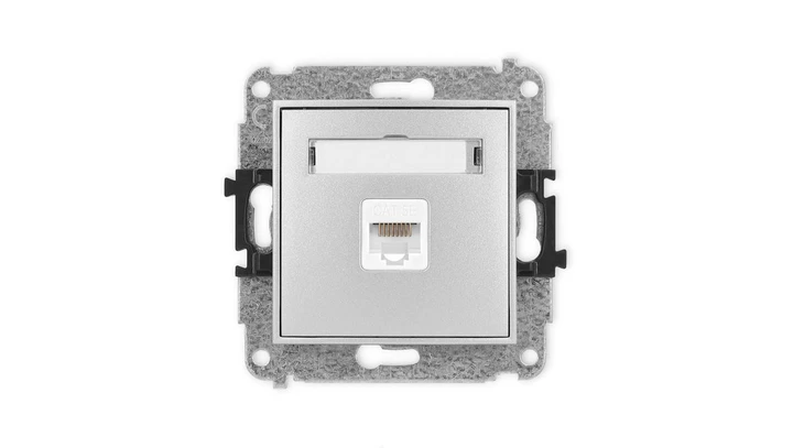 ICON Mechanizm gniazda komputerowego pojedynczego 1xRJ45, kat. 5e, 8-stykowy srebrny metalik 7IGK-1