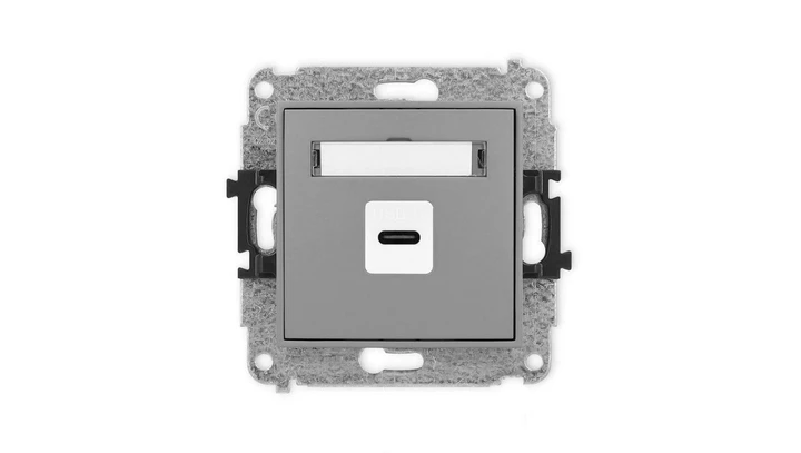 ICON Mechanizm gniazda pojedynczego 1xUSB C-C szary mat 27IGUSB-7